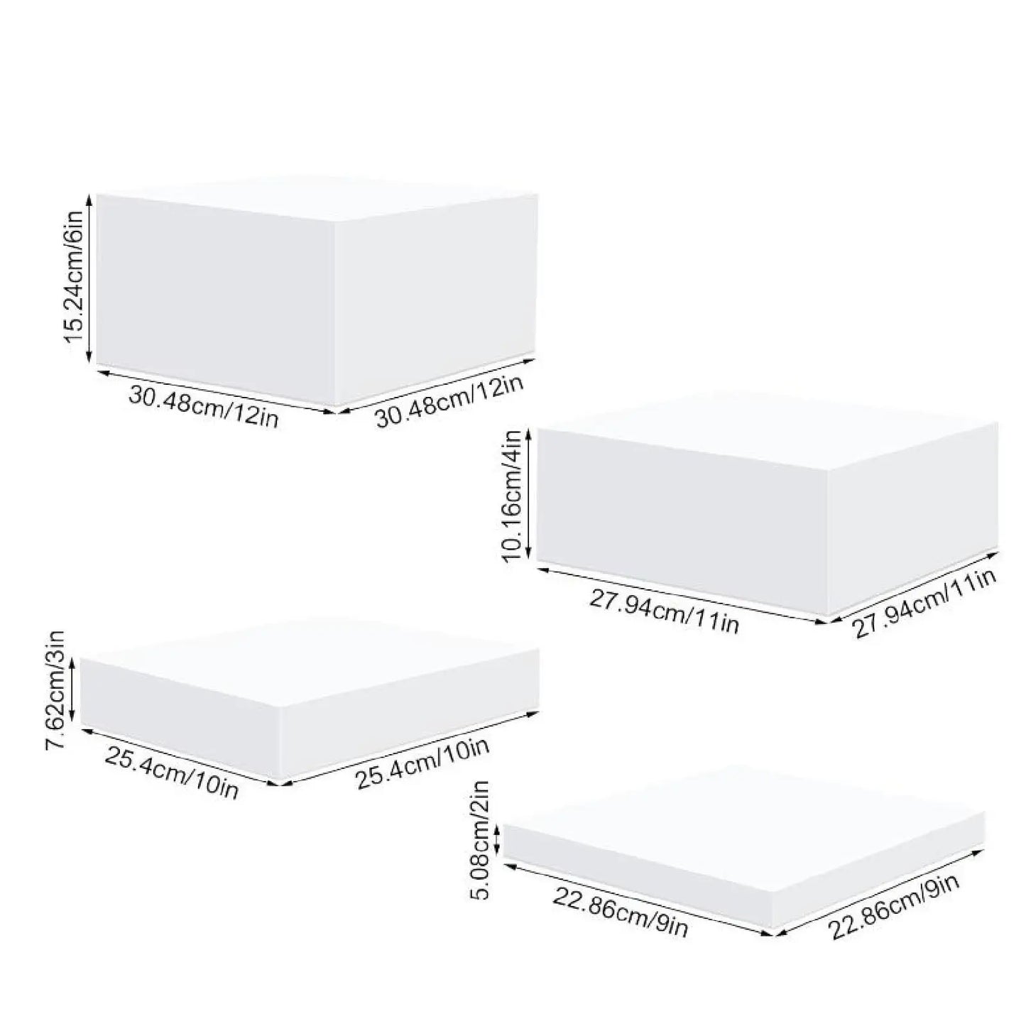 4x Acrylic Display Riser Box Food Display Stand Table Stand Nesting Riser Stands for Food Cake Collection Jewelry Cosmetics